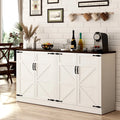 71" Tall Farmhouse Kitchen Pantry Cabinet, 5 Layers Storage Cabinet with Adjustable Shelves, Farmhouse Pantry Cabinet with 4 Barn Doors for Kitchen, Dining Room, Bathroom, Living Room, Rustic White