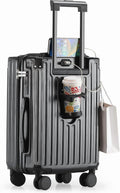 20 in Carry on Luggage with Cup Holder & USB Port, Airline Approved TSA - Locked Luggage, Lightweight PC Material Travel Suitcase with 360 Spinner Wheel