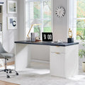 60-Inch Contemporary Executive Desk - Wooden Home Office & Fluted Computer Desk