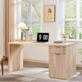 60-Inch Contemporary Executive Desk - Wooden Home Office & Fluted Computer Desk