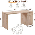 60-Inch Contemporary Executive Desk - Wooden Home Office & Fluted Computer Desk