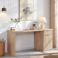 60-Inch Contemporary Executive Desk - Wooden Home Office & Fluted Computer Desk