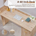 60-Inch Contemporary Executive Desk - Wooden Home Office & Fluted Computer Desk