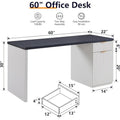 60-Inch Contemporary Executive Desk - Wooden Home Office & Fluted Computer Desk