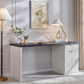60-Inch Contemporary Executive Desk - Wooden Home Office & Fluted Computer Desk