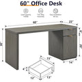 60-Inch Contemporary Executive Desk - Wooden Home Office & Fluted Computer Desk