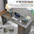 60-Inch Contemporary Executive Desk - Wooden Home Office & Fluted Computer Desk