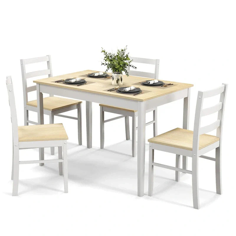 Costway 5-Piece Solid Wood Dining Set for Kitchen
