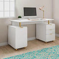Contemporary Executive Floating Desk with 3 Drawers and Stylish Work Surface