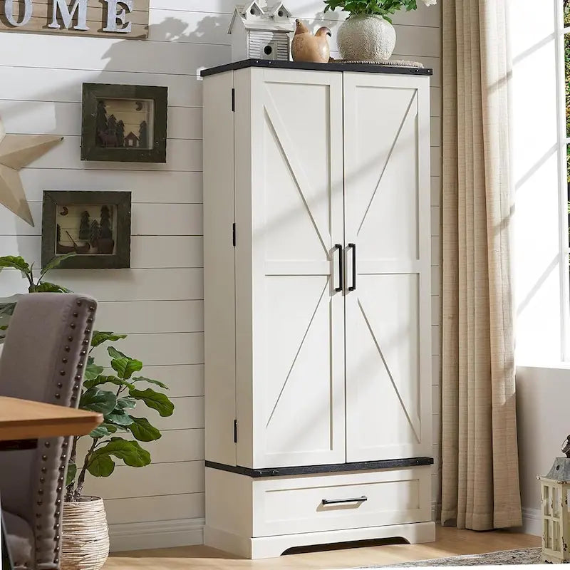 72-Inch Tall Farmhouse Kitchen Pantry Cabinet - Stylish Storage Cupboard