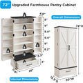 72-Inch Tall Farmhouse Kitchen Pantry Cabinet - Stylish Storage Cupboard