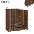 Freestanding 4-Door Wardrobe Armoire with 2 Drawers and Hanging Rods for Clothes Storage