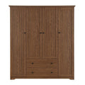 Freestanding 4-Door Wardrobe Armoire with 2 Drawers and Hanging Rods for Clothes Storage