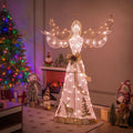 Tangkula 5 FT Lighted Christmas Angel, Outdoor Pre-lit 3D Glittered Angel with 100 Warm White Lights