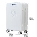 24 in Checked Luggage with Front Pocket, USB Charging Port, Built - in Lock Carry on Suitcase, Cup Holder and Phone Holder, Medium Hardside Suitcase with Spinner Wheels, White