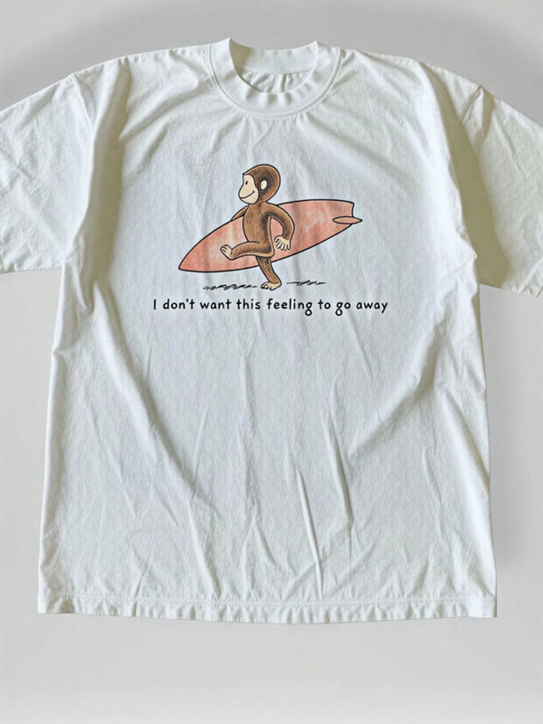 Vintage Style 90s Surfer Curious George T-Shirt, Graphic Unisex T-Shirt, For Men And Women