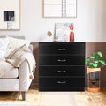 Segmart Black Chest of 4 Drawers, Wood Bedroom Furniture Chest Cabinet with Metal Handles for Kids Room