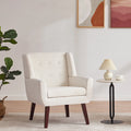 HUIMO Accent Chair, Button - Tufted Upholstered Living Room Chairs, Mid Century Modern Comfy Reading Chairs for Bedroom, Living Room, Beige - Gray