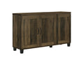 Qumbnk Wood Shoes Storage Cabinet with Handle, 3 Door Accent Cabinet for Living Room, Bedroom, Dark Brown