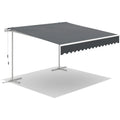 AECOJOY Free Standing Retractable Awning, 13'x10' Patio Awnings Outdoor Manual Sun Shade Shelter, Dark Grey