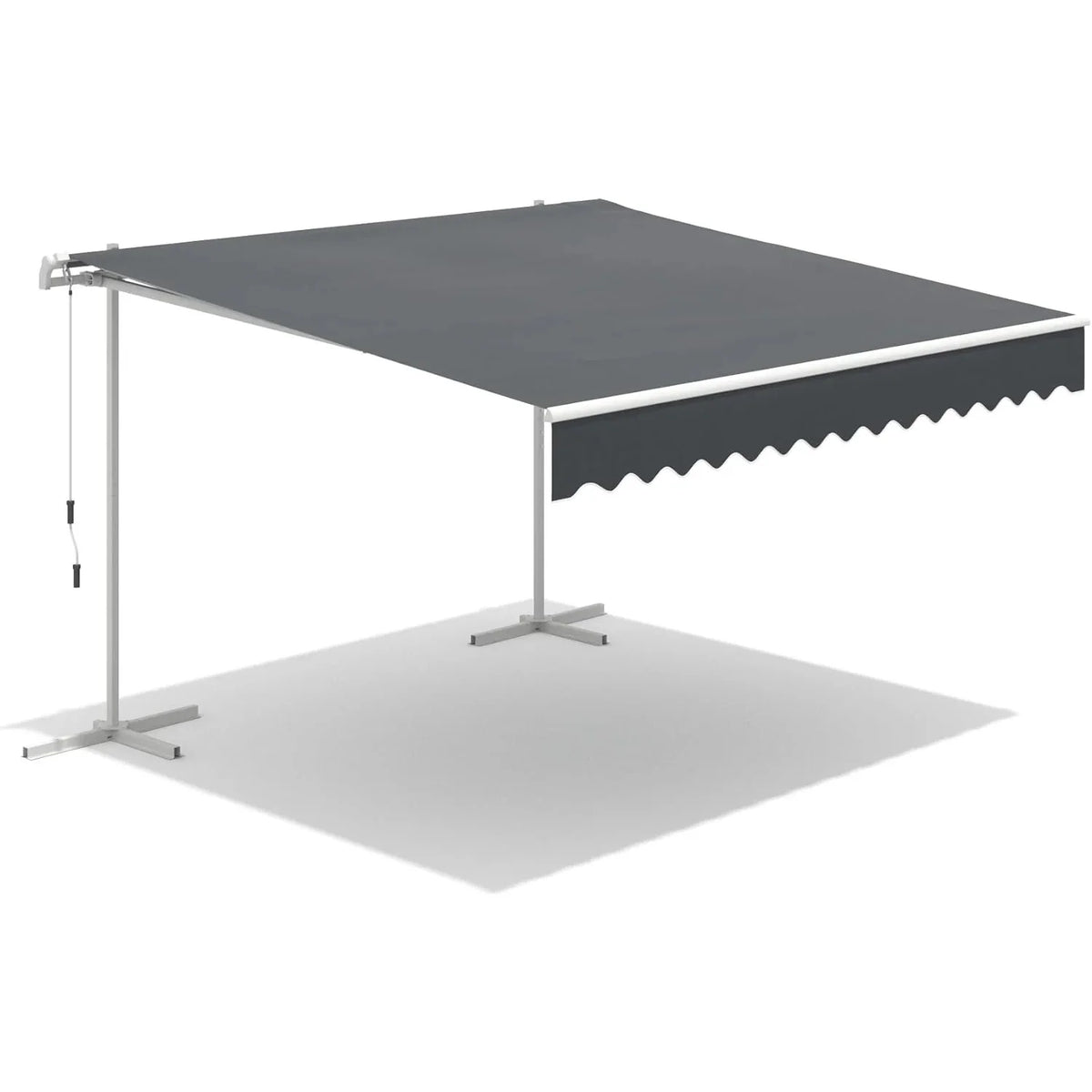 AECOJOY Free Standing Retractable Awning, 13'x10' Patio Awnings Outdoor Manual Sun Shade Shelter, Dark Grey