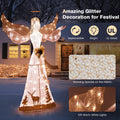 Tangkula 5 FT Lighted Christmas Angel, Outdoor Pre-lit 3D Glittered Angel with 100 Warm White Lights