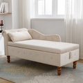 Storage Chaise Lounge, Upholstered Rolled Arm Chase Lounge with Nailhead Trim, Recliner Lounge Chair for Living Room Bedroom