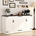 71" Tall Farmhouse Kitchen Pantry Cabinet, 5 Layers Storage Cabinet with Adjustable Shelves, Farmhouse Pantry Cabinet with 4 Barn Doors for Kitchen, Dining Room, Bathroom, Living Room, Rustic White