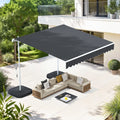 AECOJOY Free Standing Retractable Awning, 10'x8' Patio Awnings Outdoor Manual Sun Shade Shelter, Dark Grey