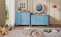 6 Drawer Dresser, Light Blue Elegant Chest of Drawers, Large Cabinet with Storage, Rustic Wood Chest of Drawers for Bedroom, Living Room, Hallway