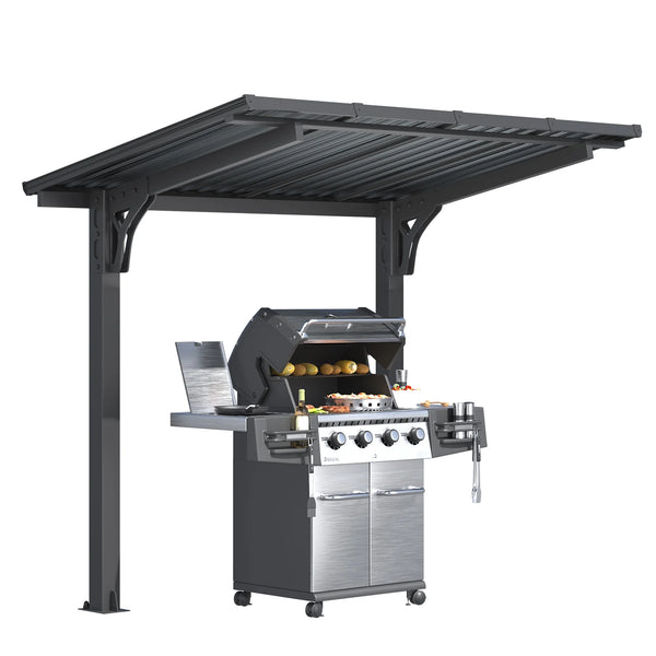 AECOJOY 8' x 5' Lean to Grill Gazebo Hardtop Outdoor Pergola for Patio