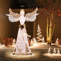 Tangkula 5 FT Lighted Christmas Angel, Outdoor Pre-lit 3D Glittered Angel with 100 Warm White Lights
