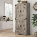 71" Tall Farmhouse Kitchen Pantry Cabinet, 5 Layers Storage Cabinet with Adjustable Shelves, Farmhouse Pantry Cabinet with 4 Barn Doors for Kitchen, Dining Room, Bathroom, Living Room, Rustic White