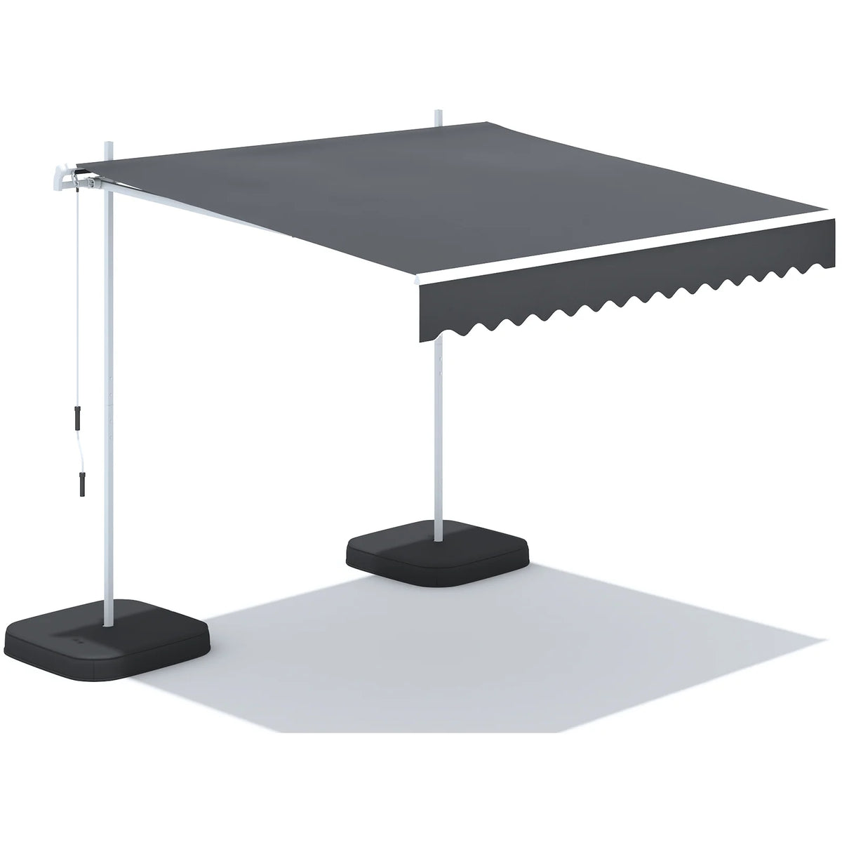 AECOJOY Free Standing Retractable Awning, 10'x8' Patio Awnings Outdoor Manual Sun Shade Shelter, Dark Grey