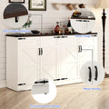 71" Tall Farmhouse Kitchen Pantry Cabinet, 5 Layers Storage Cabinet with Adjustable Shelves, Farmhouse Pantry Cabinet with 4 Barn Doors for Kitchen, Dining Room, Bathroom, Living Room, Rustic White
