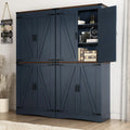 71" Tall Farmhouse Kitchen Pantry Cabinet, 5 Layers Storage Cabinet with Adjustable Shelves, Farmhouse Pantry Cabinet with 4 Barn Doors for Kitchen, Dining Room, Bathroom, Living Room, Rustic White