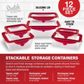 Gotham Steel 32 Pcs Pots and Pans Set Non Stick, Cookware Set with Bakeware and Premium Food Storage Set Nonstick Pots and Pans Set, Red