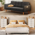 Bedroom Furniture Set Includes Queen Bed Frame, 4 Drawer Dresser Set of 2 & 3 Seat Futon Sofa Modern Storage Solution for Stylish Home Decor