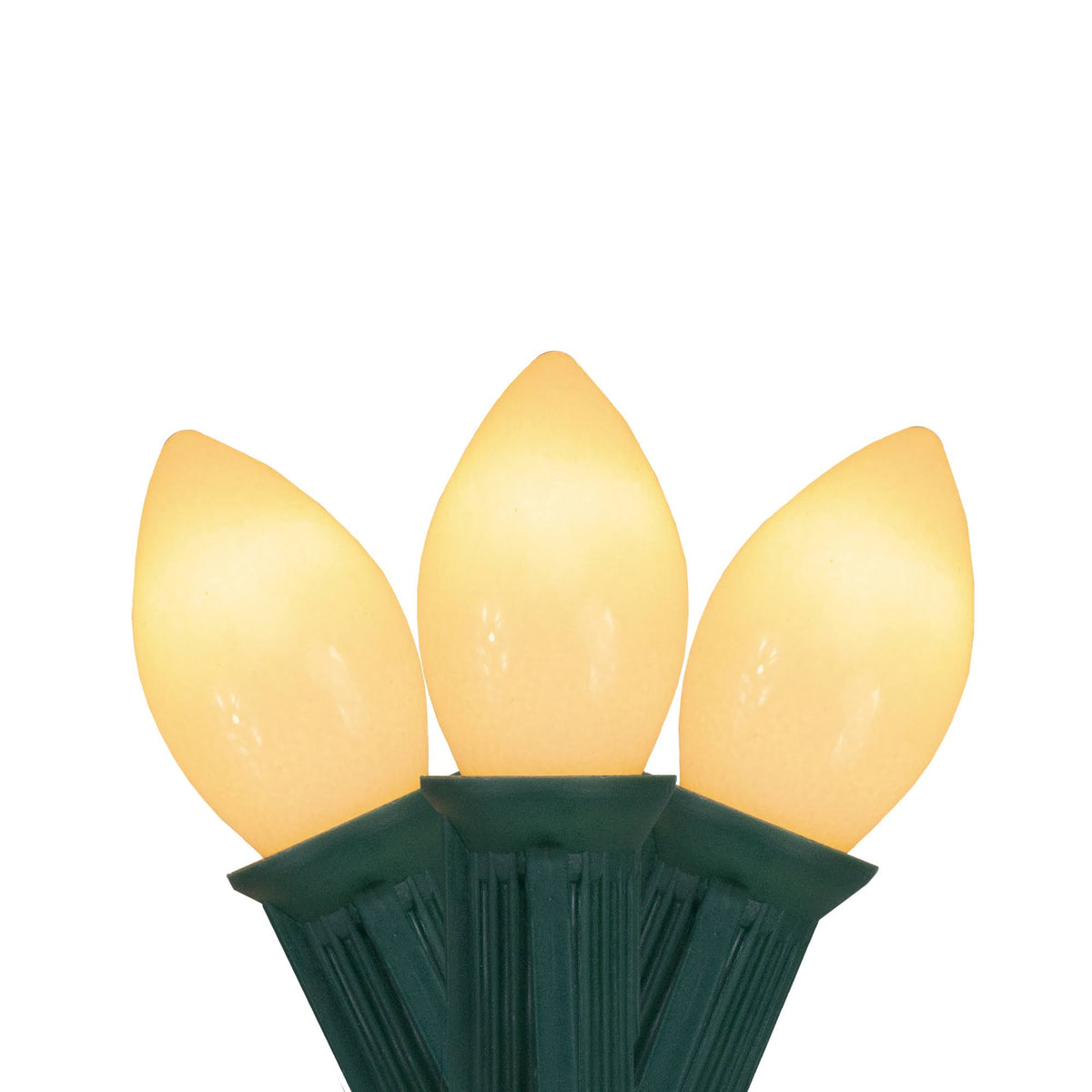 25 - Count Opaque Clear White C7 Patio Wedding Christmas Light Set, 24ft Green Wire