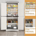 71" Tall Farmhouse Kitchen Pantry Cabinet, 5 Layers Storage Cabinet with Adjustable Shelves, Farmhouse Pantry Cabinet with 4 Barn Doors for Kitchen, Dining Room, Bathroom, Living Room, Rustic White
