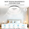 Cannonx 14 Low Profile Ceiling Fans with Lights and Remote, Modern Fandelier Ceiling Fan with Light, 6 Speeds, 3 Lighting Modes 3500K - 5500K, Flush Mount for Bedroom, LED 2200 Lumens
