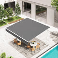 AECOJOY Free Standing Retractable Awning, 13'x10' Patio Awnings Outdoor Manual Sun Shade Shelter, Dark Grey