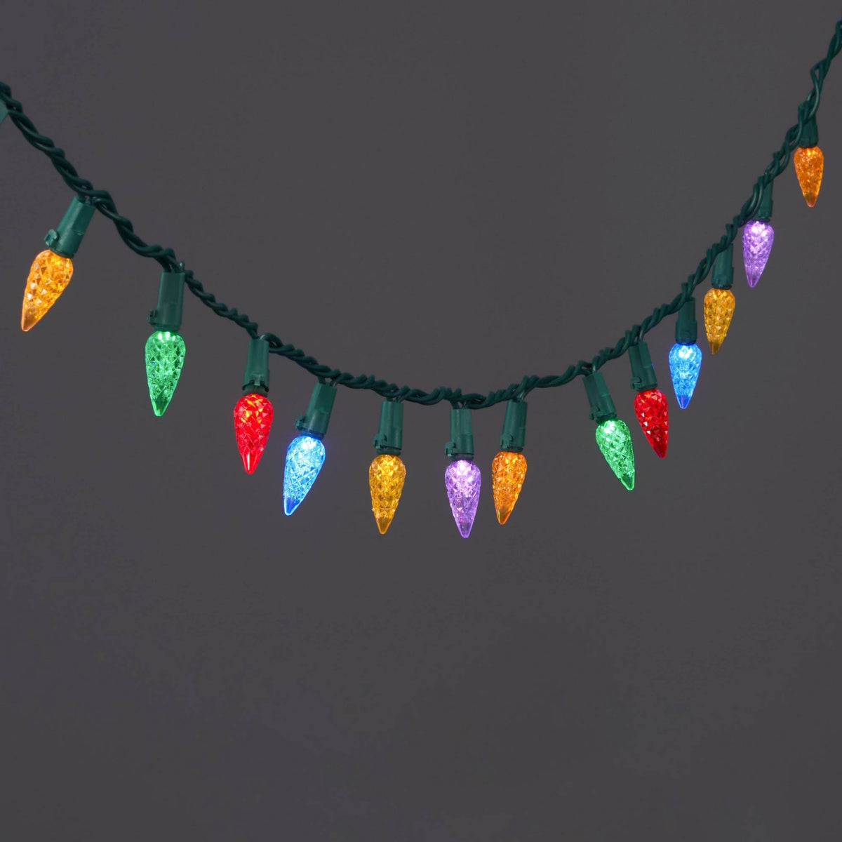 60ct LED C6 Faceted Christmas String Lights Multicolor with Green Wire - Wondershop