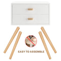 Syngar Nightstand Set of 2, Bedroom Bedside Table with 2 Drawer Storage Shelf, Simple Modern Night Stand End Table with Wood Handle, Easy Assembly, Suitable for Living Room Bedroom Furniture, White