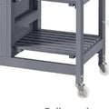 Kitchen Island Cart on Wheels with Storage, Rolling Bar Cart with Solid Wood Top and 3 Drawers, 3 Removable Shelves, Serving Utility Carts for Dining Room/Small Kitchen, Dark Gray ???