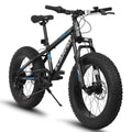 20 in Mountain Bike for 7 - 15 Years Old, 7 Speed Kids Bike with High Carbon Steel Frame, Fat Tire and Dual Disc Brake, Front Suspension Mountain Bicycle Gift for Boys Girls, Grey - Orange