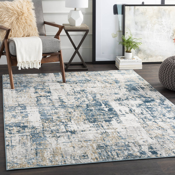 Origin 21 with STAINMASTER Quatro 5 x 8 Dark Blue Indoor Abstract Area Rug | 219198