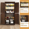 71" Tall Farmhouse Kitchen Pantry Cabinet, 5 Layers Storage Cabinet with Adjustable Shelves, Farmhouse Pantry Cabinet with 4 Barn Doors for Kitchen, Dining Room, Bathroom, Living Room, Rustic White