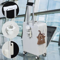 24 in Checked Luggage with Front Pocket, USB Charging Port, Built - in Lock Carry on Suitcase, Cup Holder and Phone Holder, Medium Hardside Suitcase with Spinner Wheels, White