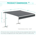 AECOJOY Free Standing Retractable Awning, 13'x10' Patio Awnings Outdoor Manual Sun Shade Shelter, Dark Grey
